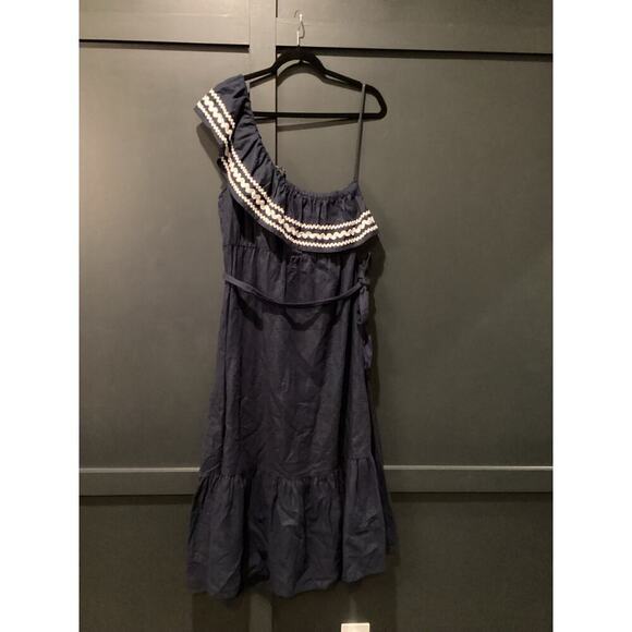 J. Crew Navy Blue One-Shoulder Midi Dress - Picture 5 of 10